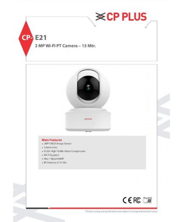 CPPLUS 2MP IP WIFI DOME CAMERA (CP E21A)